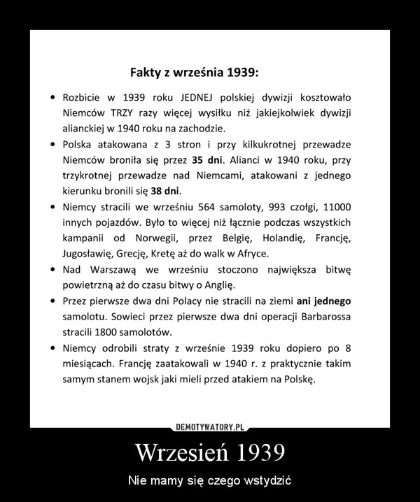 Wrzesień 1939 – Nie mamy się czego wstydzić 