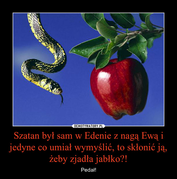 Szatan był sam w Edenie z nagą Ewą i jedyne co umiał wymyślić, to skłonić ją, żeby zjadła jabłko?! – Pedał! 