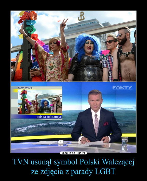 TVN usunął symbol Polski Walczącejze zdjęcia z parady LGBT –  