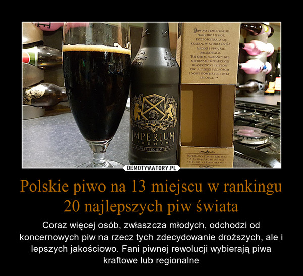 Polskie piwo na 13 miejscu w rankingu 20 najlepszych piw świata
