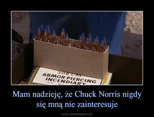 Mam nadzieję, że Chuck Norris nigdy się mną nie zainteresuje –  