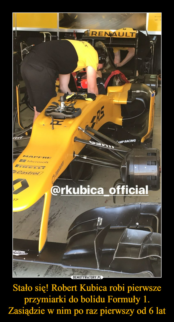 Stało się! Robert Kubica robi pierwsze przymiarki do bolidu Formuły 1. Zasiądzie w nim po raz pierwszy od 6 lat