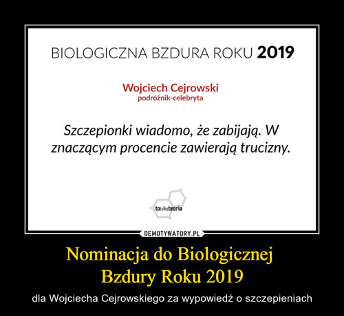 Nominacja do Biologicznej 
Bzdury Roku 2019