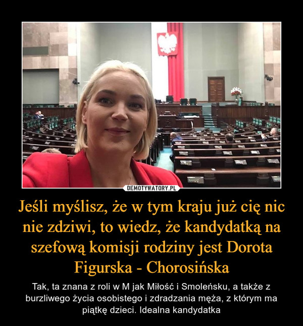 Jeśli myślisz, że w tym kraju już cię nic nie zdziwi, to wiedz, że kandydatką na szefową komisji rodziny jest Dorota Figurska - Chorosińska