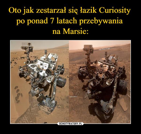 Oto jak zestarzał się łazik Curiosity 
po ponad 7 latach przebywania 
na Marsie: