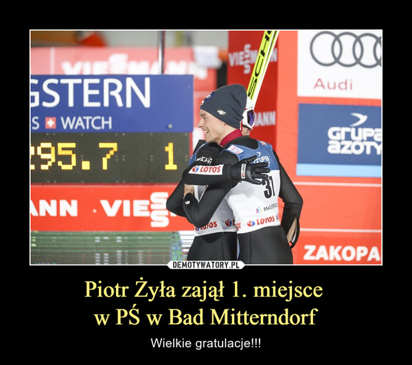 Piotr Żyła zajął 1. miejsce 
w PŚ w Bad Mitterndorf