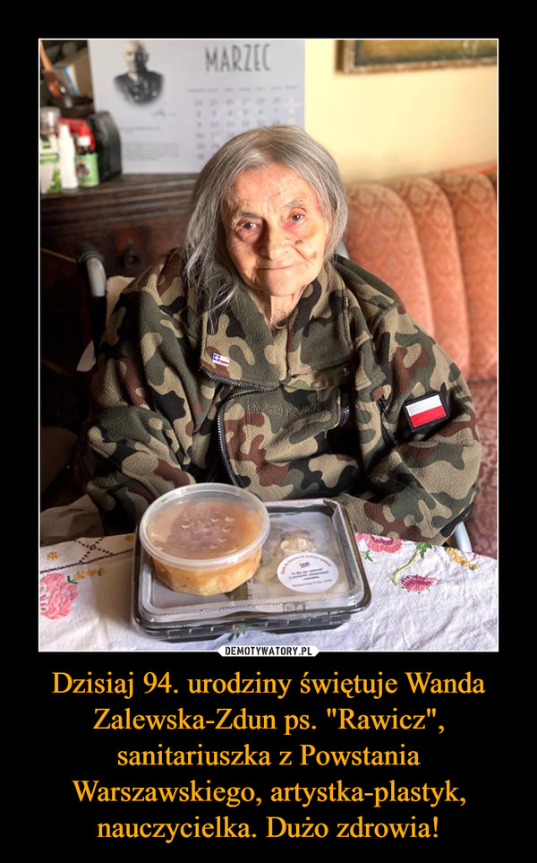 Dzisiaj 94. urodziny świętuje Wanda Zalewska-Zdun ps. "Rawicz", sanitariuszka z Powstania Warszawskiego, artystka-plastyk, nauczycielka. Dużo zdrowia! –  