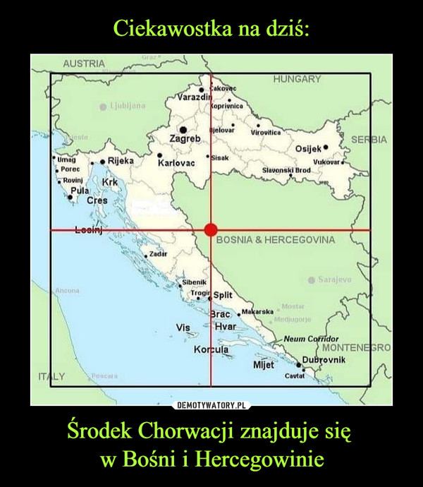 Środek Chorwacji znajduje się w Bośni i Hercegowinie –  