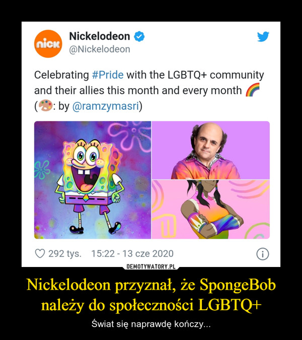 Nickelodeon przyznał, że SpongeBob należy do społeczności LGBTQ+