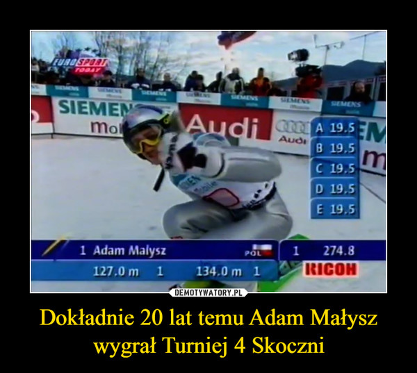 Dokładnie 20 lat temu Adam Małysz wygrał Turniej 4 Skoczni –  