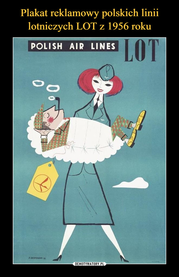 Plakat reklamowy polskich linii lotniczych LOT z 1956 roku