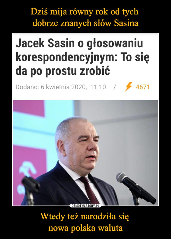 Wtedy też narodziła się nowa polska waluta –  Jacek Sasin o głosowaniu korespondencyjnym: To się da po prostu zrobić Dodano: 6 kwietnia 2020, 11:10