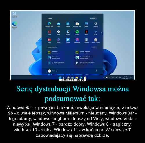 Serię dystrubucji Windowsa można podsumować tak: