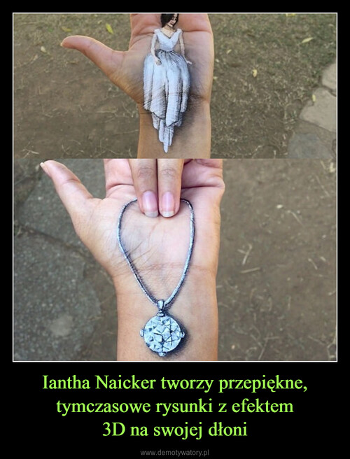 Iantha Naicker tworzy przepiękne, tymczasowe rysunki z efektem
3D na swojej dłoni