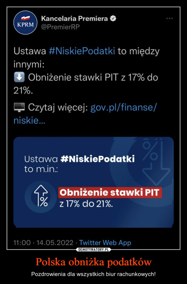 Polska obniżka podatków – Pozdrowienia dla wszystkich biur rachunkowych! 