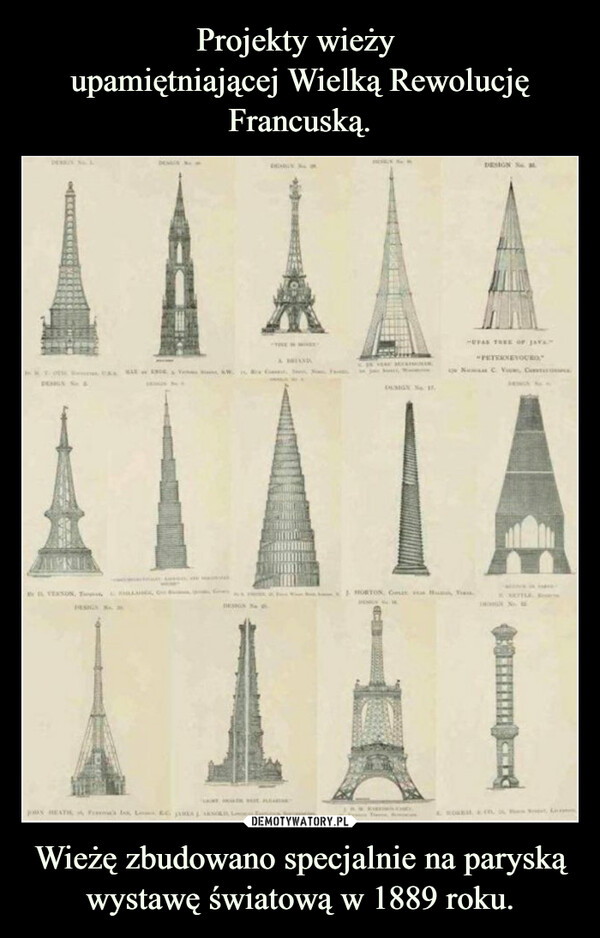 Wieżę zbudowano specjalnie na paryską wystawę światową w 1889 roku. –  