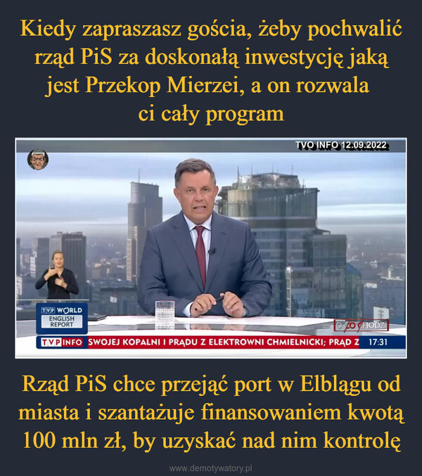 Rząd PiS chce przejąć port w Elblągu od miasta i szantażuje finansowaniem kwotą 100 mln zł, by uzyskać nad nim kontrolę –  