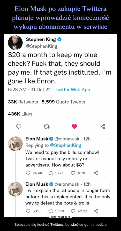 Elon Musk po zakupie Twittera planuje wprowadzić konieczność wykupu abonamentu w serwisie