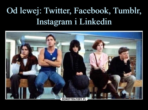 Od lewej: Twitter, Facebook, Tumblr, Instagram i Linkedin