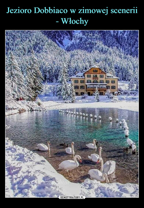Jezioro Dobbiaco w zimowej scenerii - Włochy