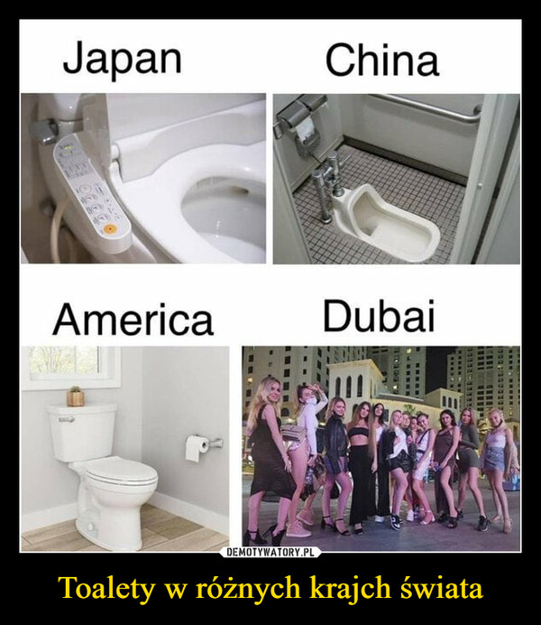 Toalety w różnych krajch świata –  Toilets aroundthe worldJapanAmericaChinaDubaiTou**-*****CEEEEE-EEEEEITEREKILLENIIDABERADRISPIC COLLAGEwww.