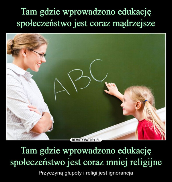 Tam gdzie wprowadzono edukację społeczeństwo jest coraz mniej religijne – Przyczyną głupoty i religi jest ignorancja ABC